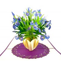Handmade 3D Pop Up Card Iris Purple flower Birthday Valentine's Day Mother's Day Wedding Anniversary Thank you New Home Retirement Best Wishes